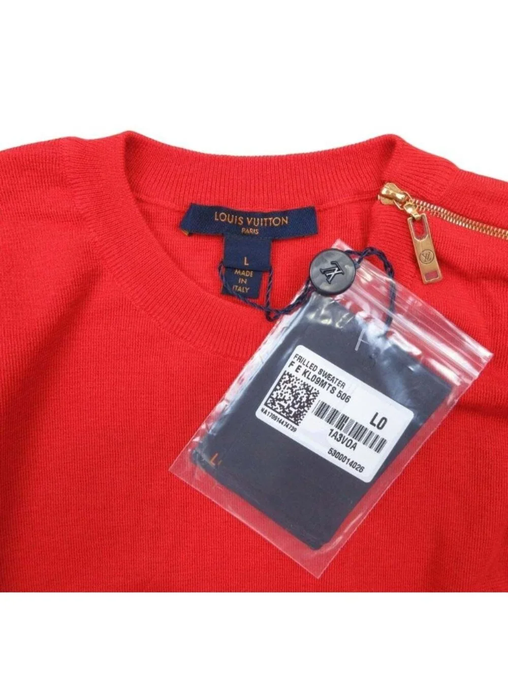 Louis Vuitton Frilled Sweater Frill Cashmere Wool High Gauge Knit Top L